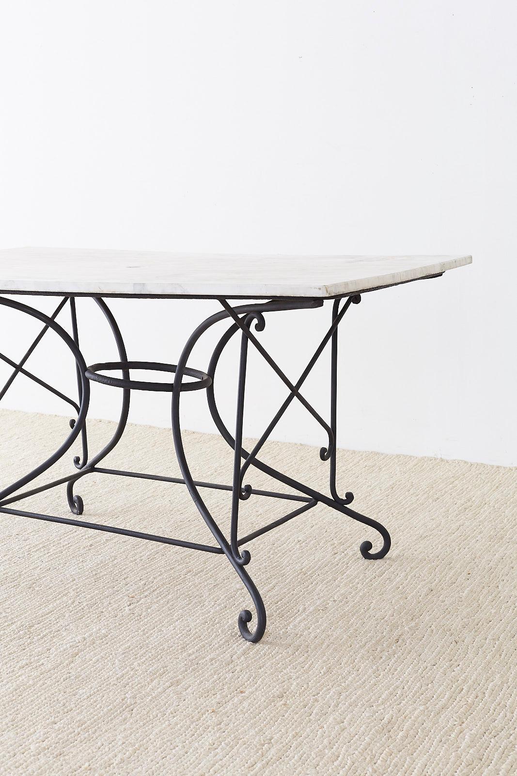 French 19th Century Iron Marble Top Pastry Bakers Table 6