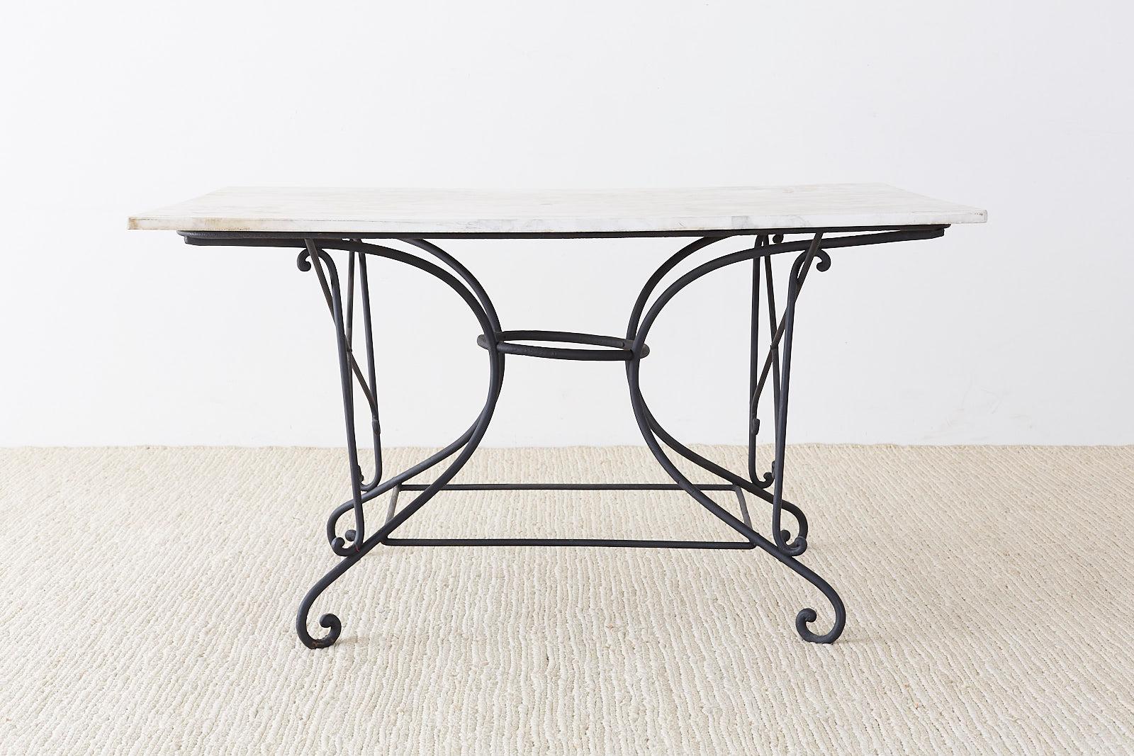 Belle Époque French 19th Century Iron Marble Top Pastry Bakers Table