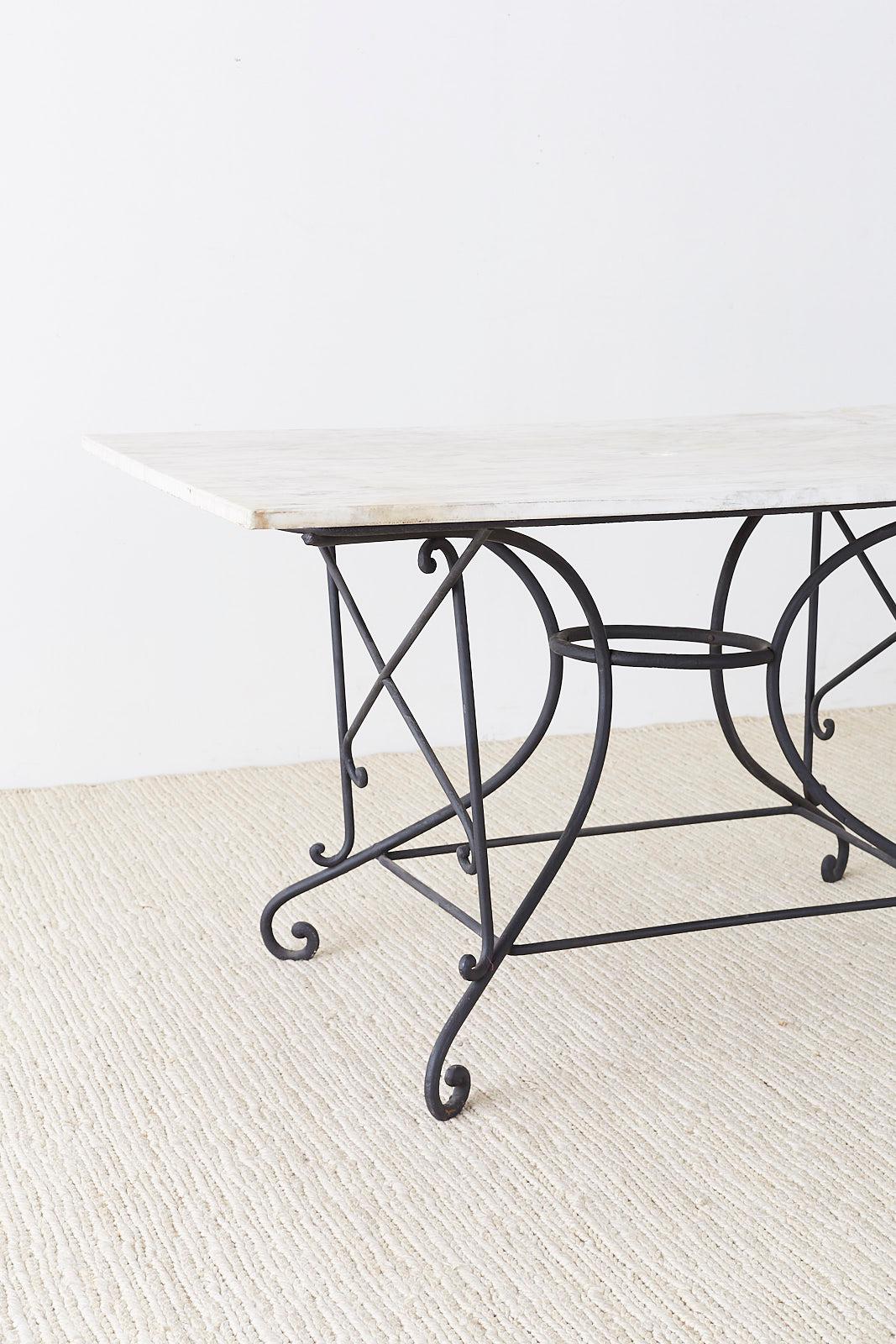 Hand-Crafted French 19th Century Iron Marble Top Pastry Bakers Table