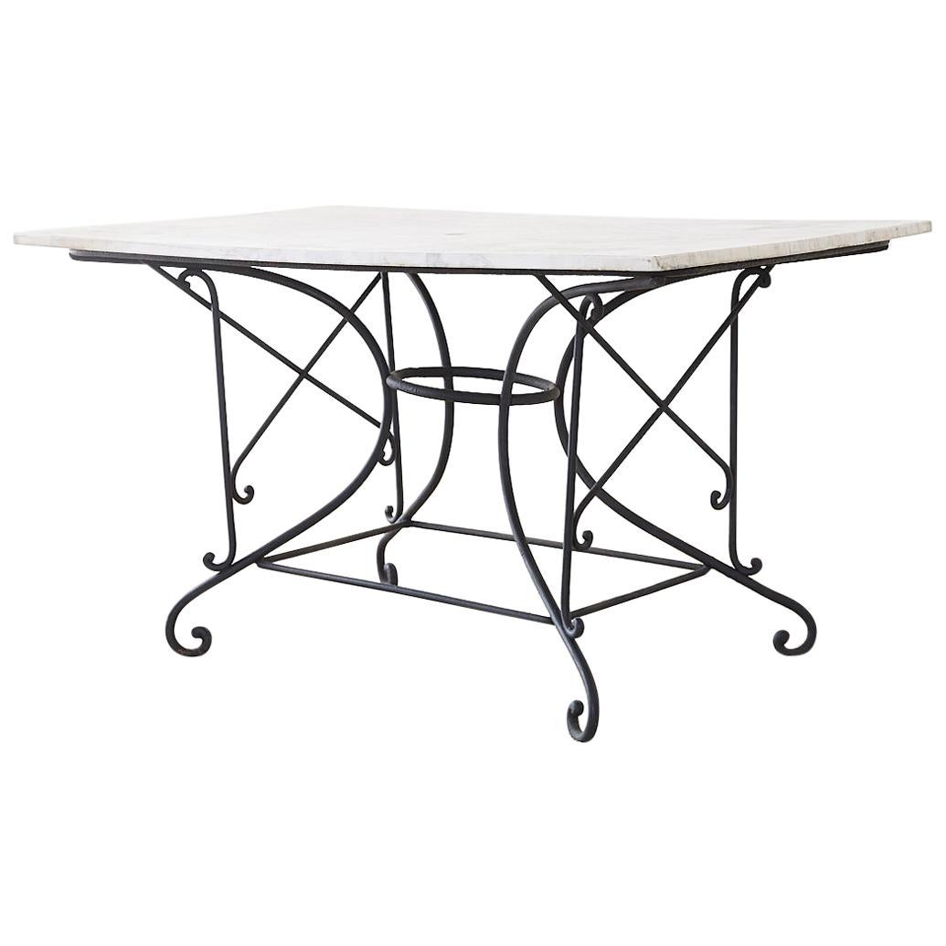 French 19th Century Iron Marble Top Pastry Bakers Table