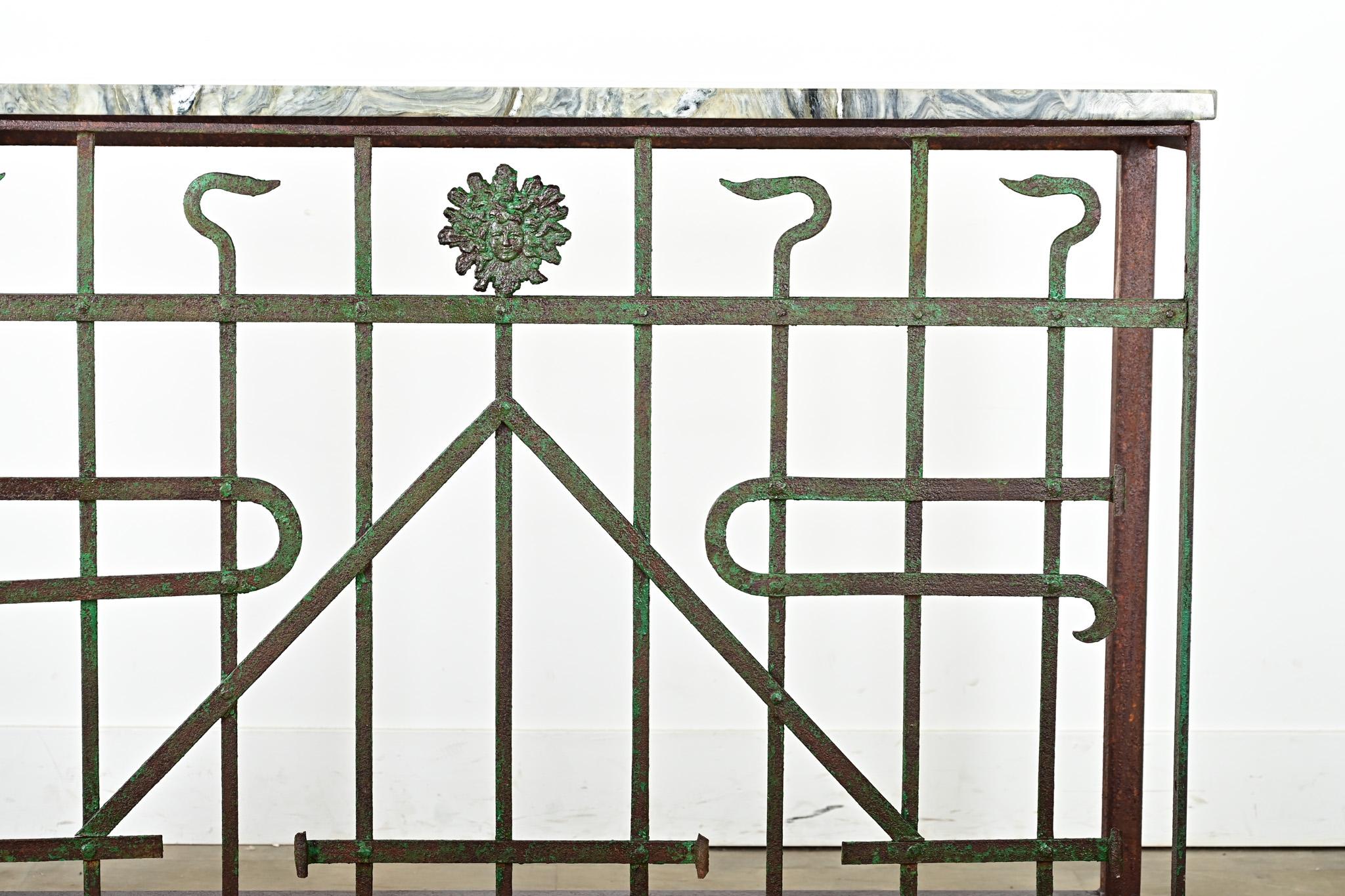 Cast French 19th Century Iron Railing Console For Sale