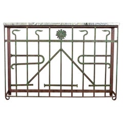 French 19th Century Iron Railing Console Antique French 19th Century Iron Railing Console
