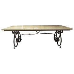 French 19th Century Iron Table Base with Concrete Top