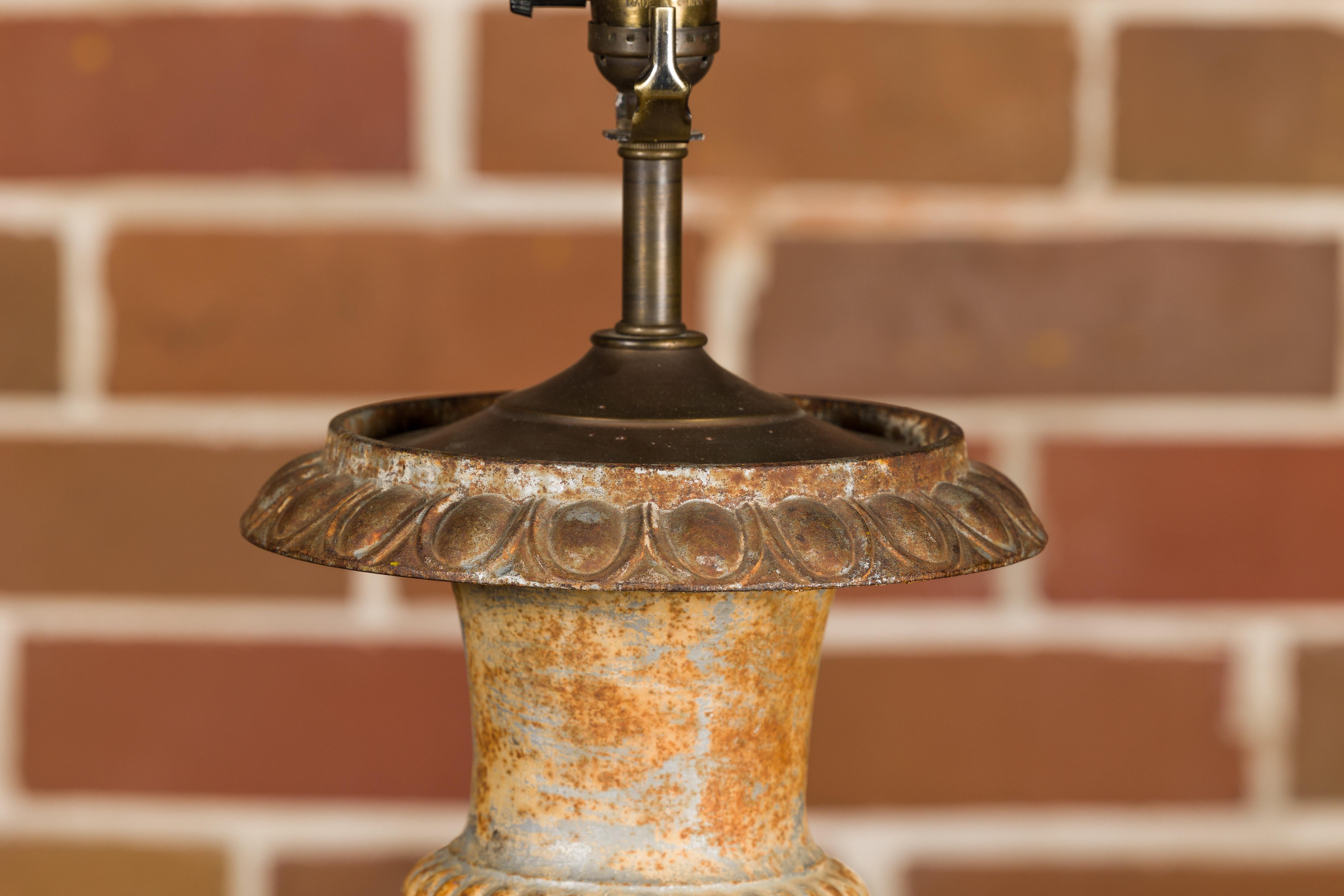 French 19th Century Iron Vase Medicis Made into a Table Lamp, USA Wired For Sale 8