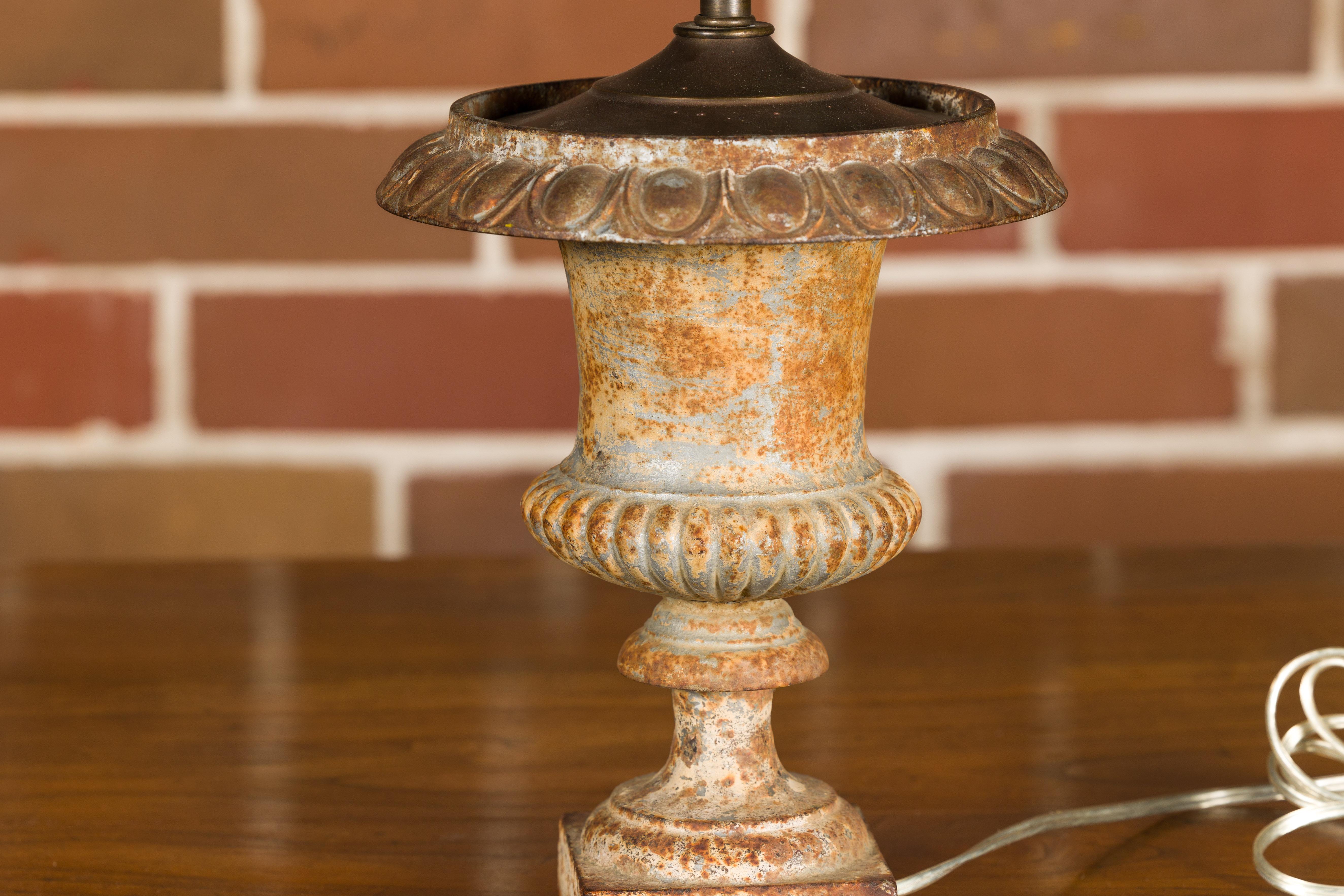 French 19th Century Iron Vase Medicis Made into a Table Lamp, USA Wired For Sale 6
