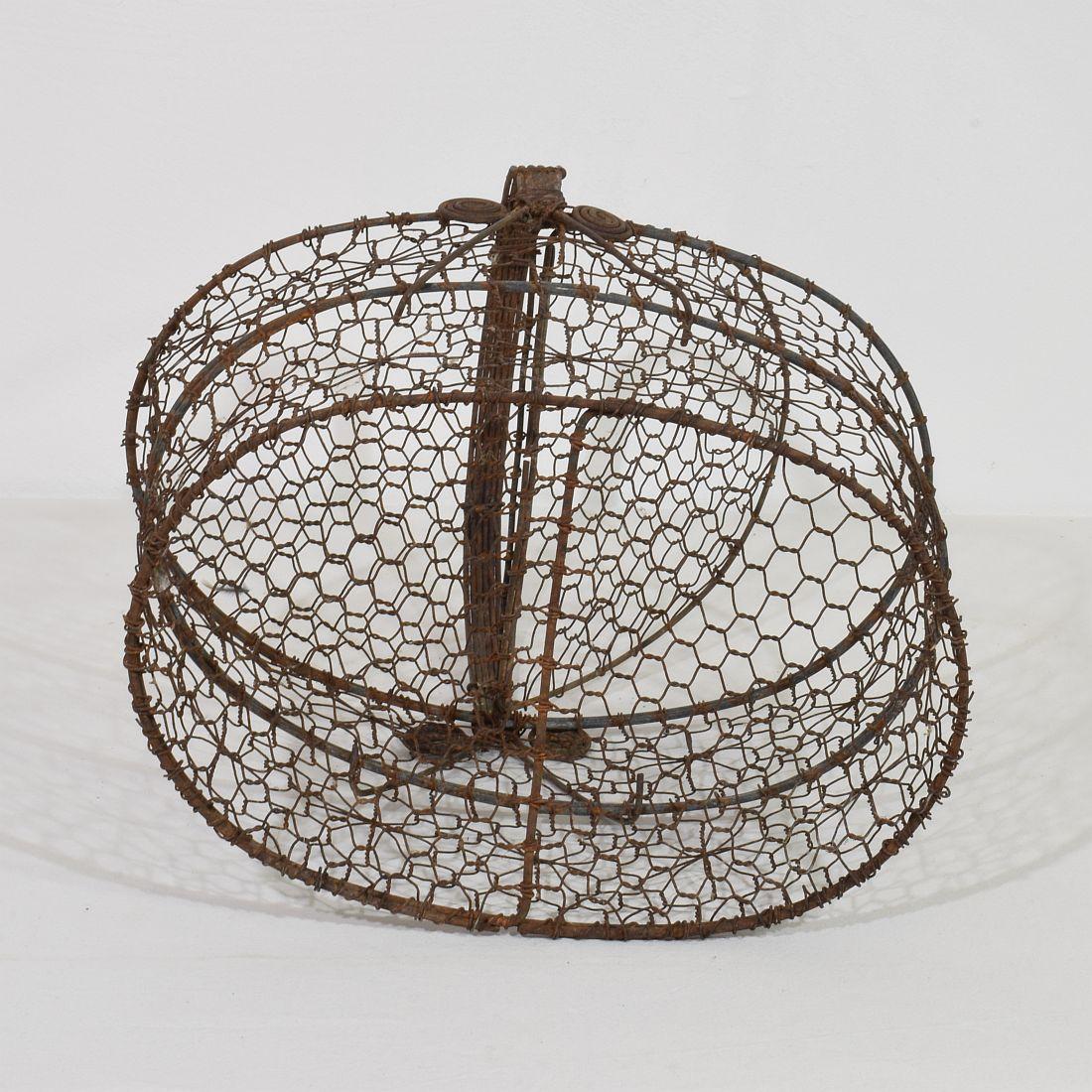 French 19th Century Iron Wirework Basket 8