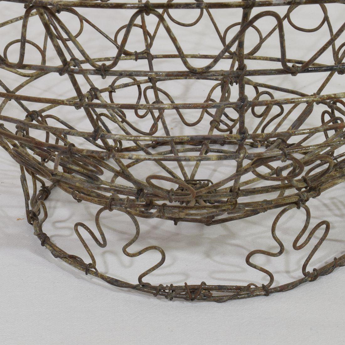 French 19th Century Iron Wirework Basket For Sale 9