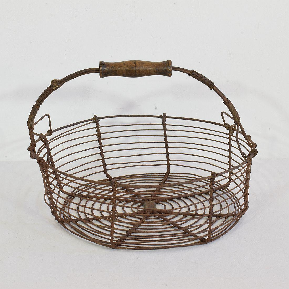 French 19th Century Iron Wirework Basket 1