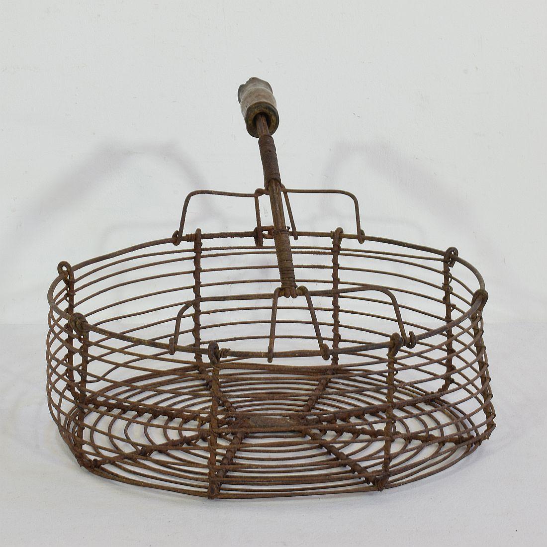 French 19th Century Iron Wirework Basket 2