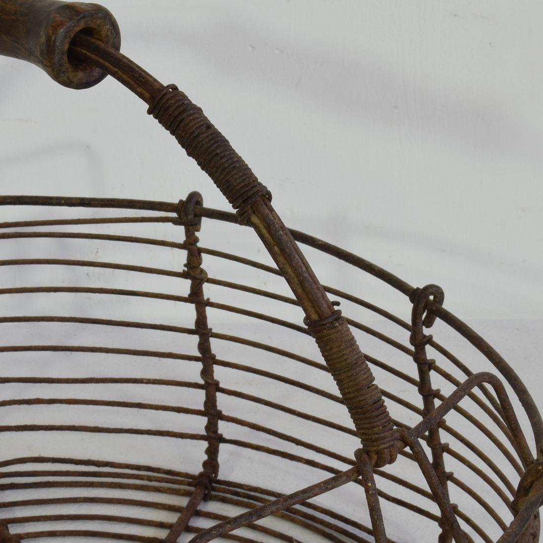 French 19th Century Iron Wirework Basket 3