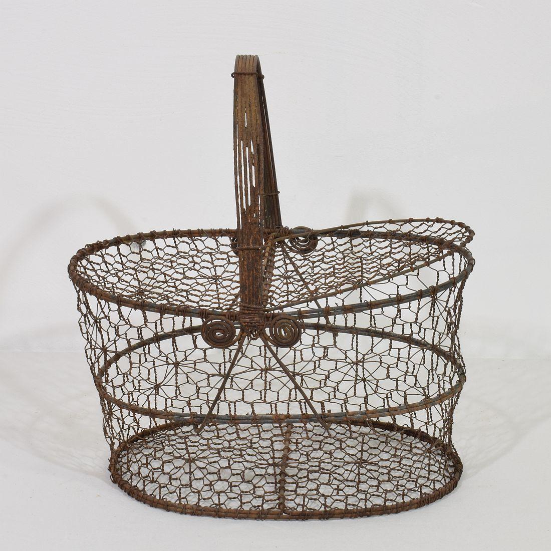 French 19th Century Iron Wirework Basket 3