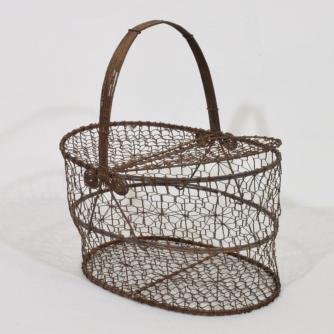 French 19th Century Iron Wirework Basket 4