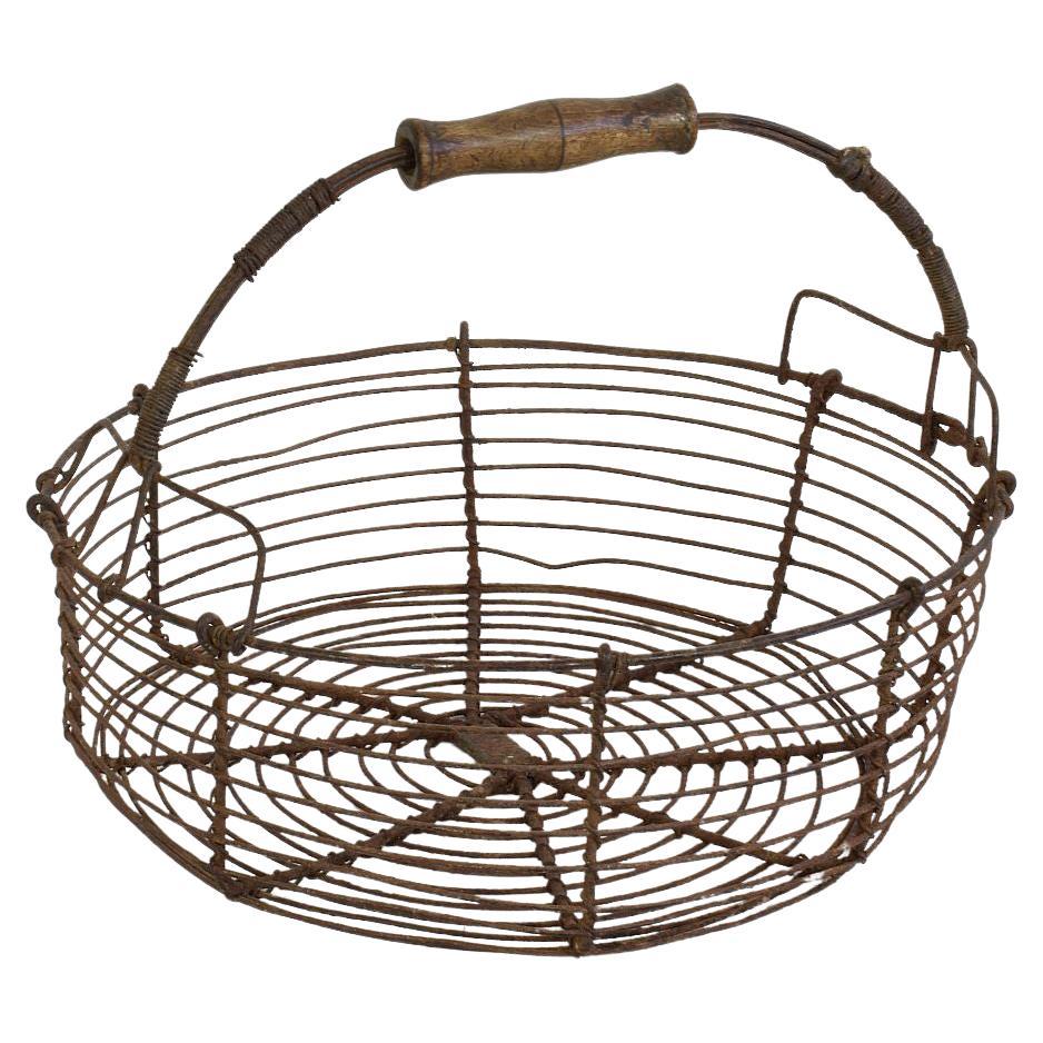 French 19th Century Iron Wirework Basket
