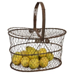 French 19th Century Iron Wirework Basket