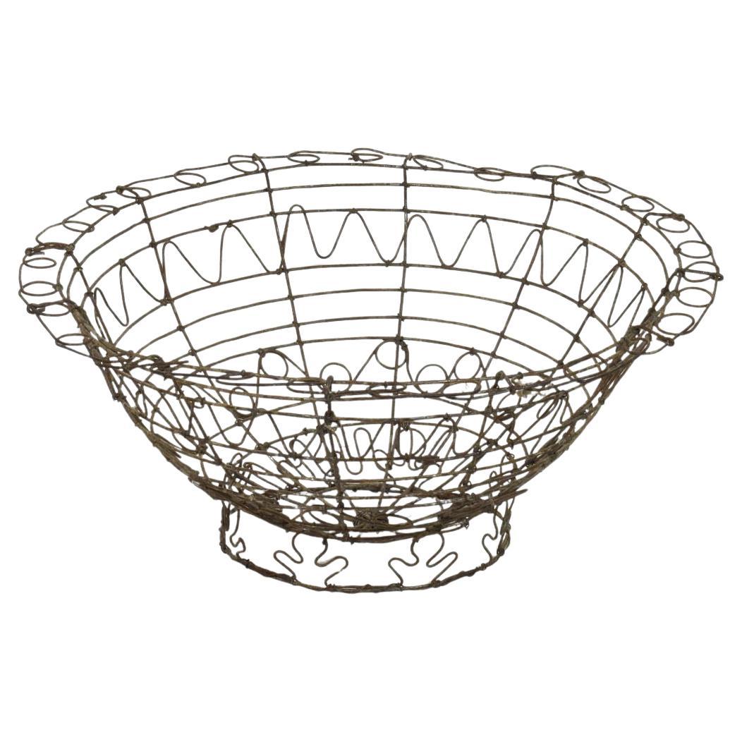 French 19th Century Iron Wirework Basket