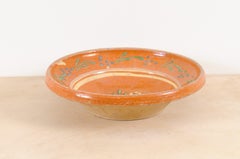 French 19th Century Jaspe Pottery Bowl with Russet Ground and Floral Motifs