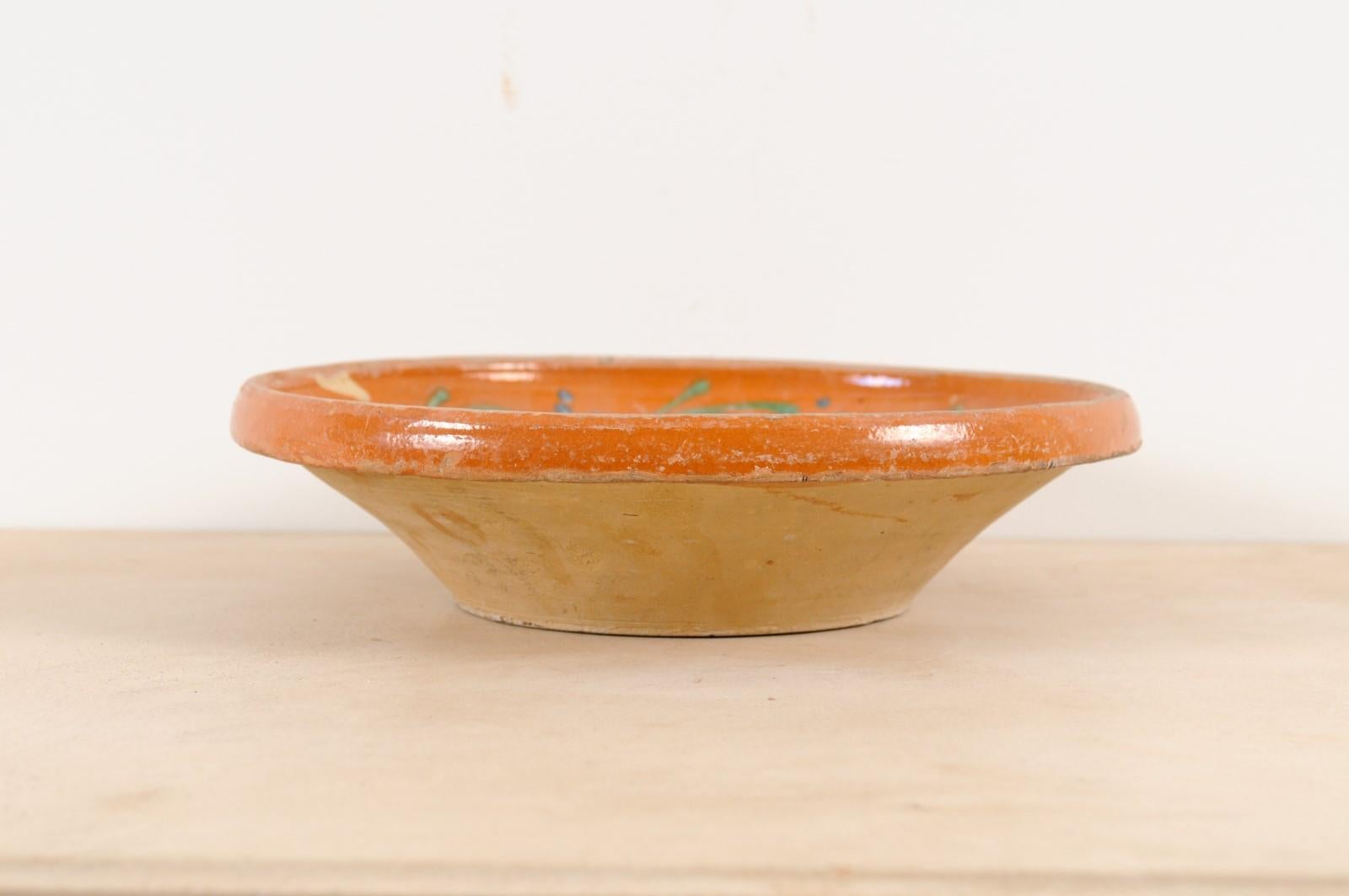 French 19th Century Jaspe Pottery Bowl with Russet Ground and Floral Motifs In Good Condition In Atlanta, GA