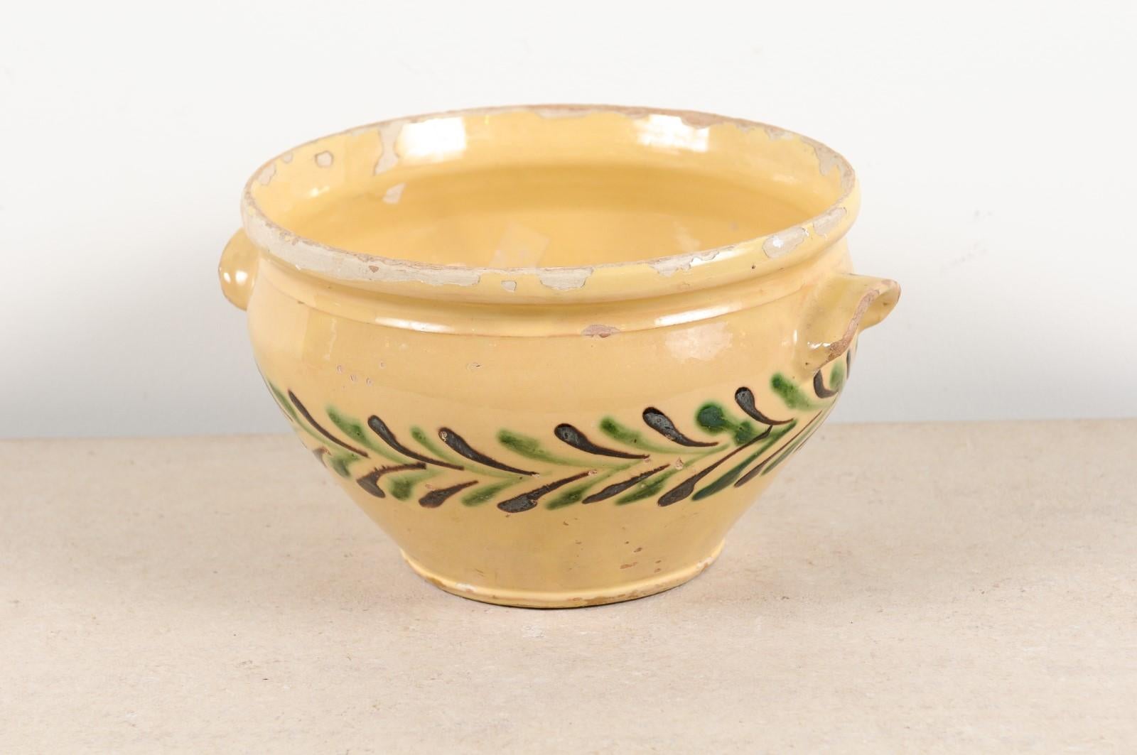 French 19th Century Jaspe Pottery Bowl with Stylized Olive Tree Motifs 7