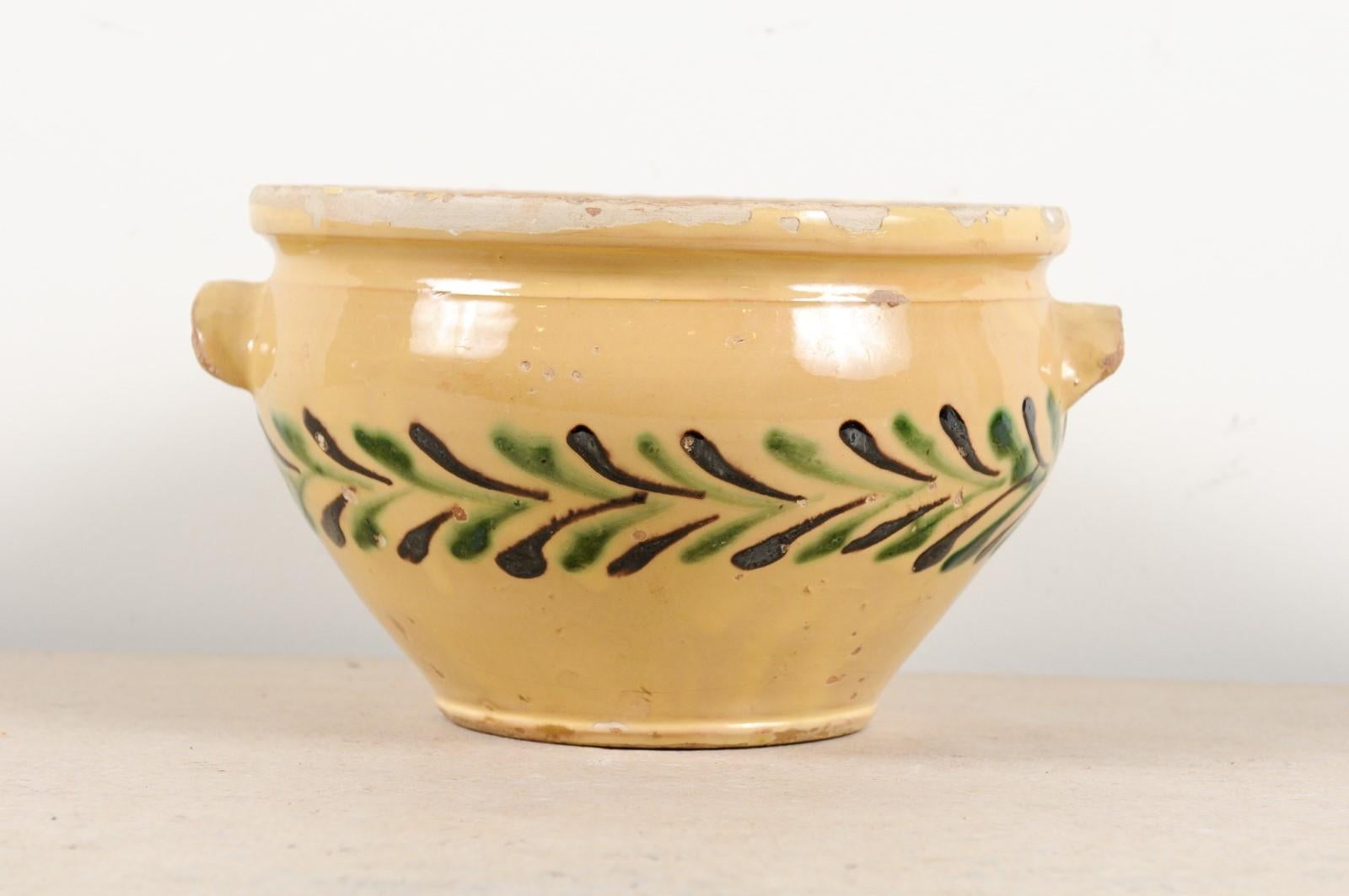 French 19th Century Jaspe Pottery Bowl with Stylized Olive Tree Motifs 8