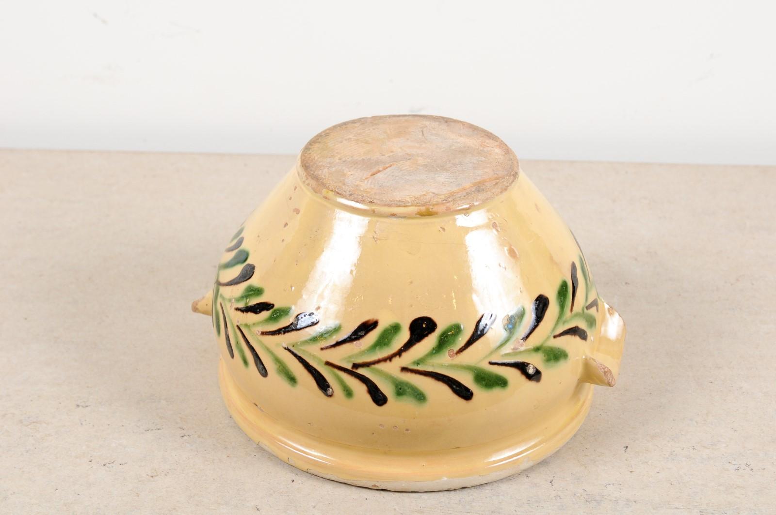 French 19th Century Jaspe Pottery Bowl with Stylized Olive Tree Motifs 10