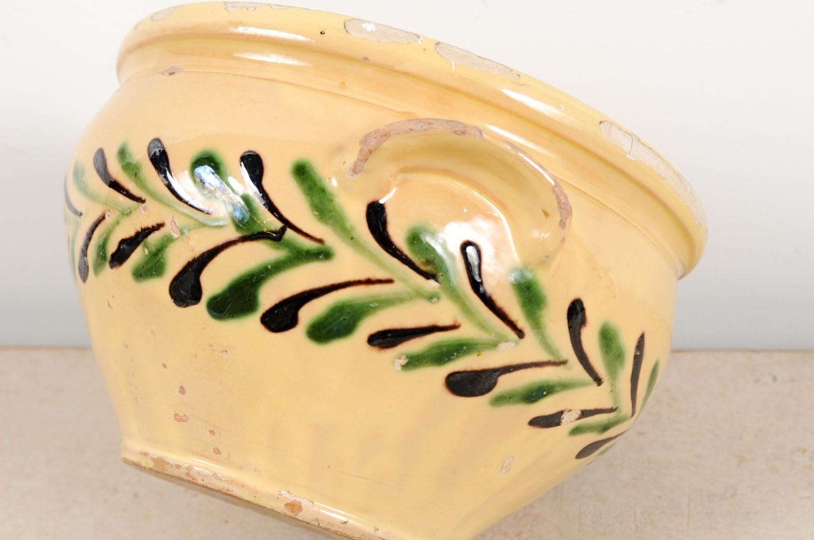 French 19th Century Jaspe Pottery Bowl with Stylized Olive Tree Motifs 11