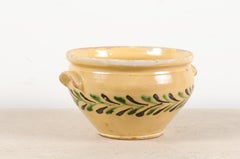 French 19th Century Jaspe Pottery Bowl with Stylized Olive Tree Motifs