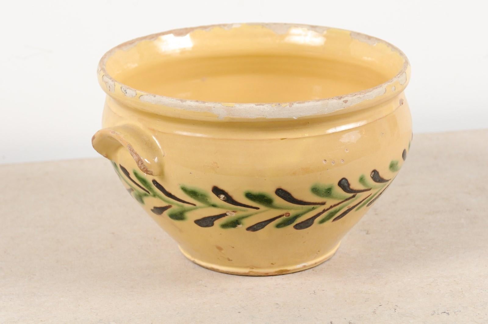 French 19th Century Jaspe Pottery Bowl with Stylized Olive Tree Motifs 1