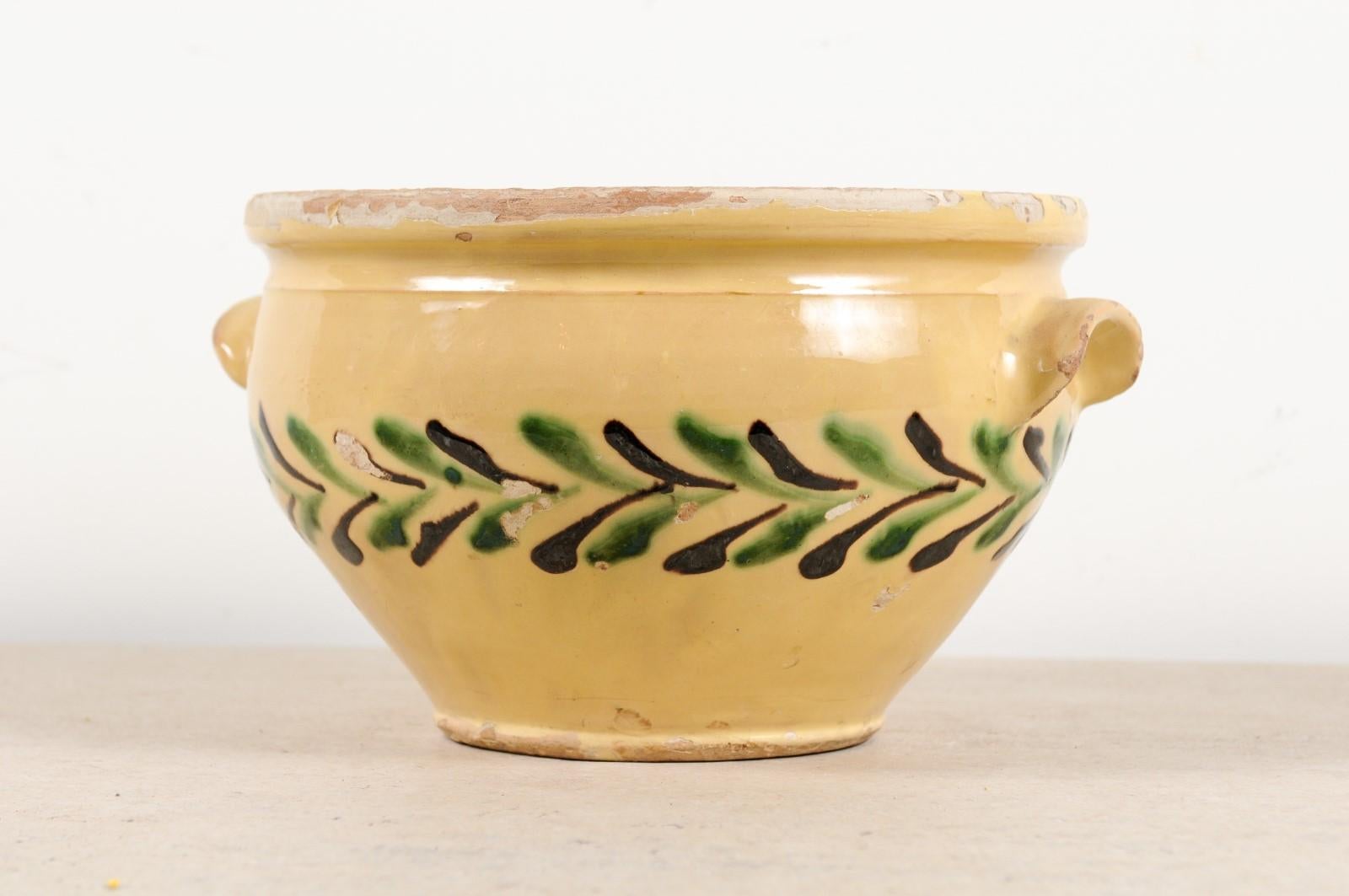 French 19th Century Jaspe Pottery Bowl with Stylized Olive Tree Motifs 3