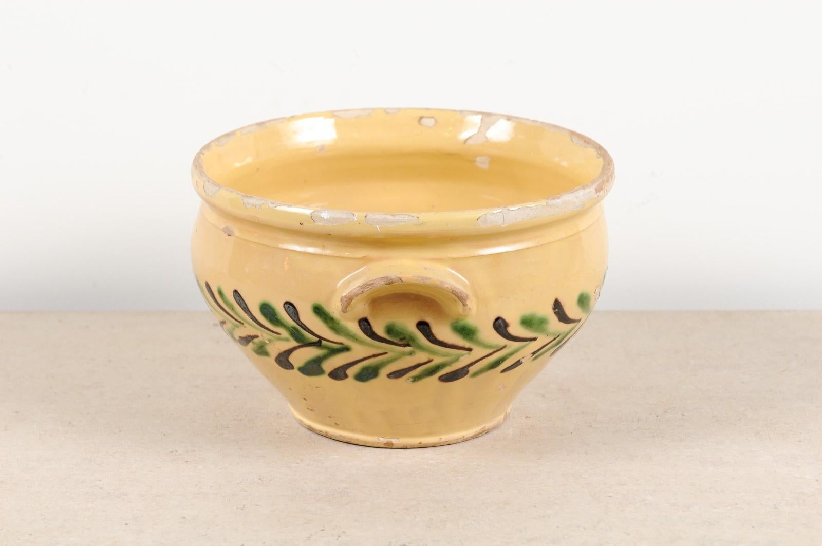 French 19th Century Jaspe Pottery Bowl with Stylized Olive Tree Motifs 6