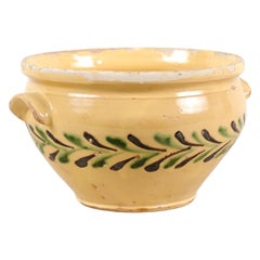 French 19th Century Jaspe Pottery Bowl with Stylized Olive Tree Motifs