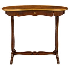 Antique French 19th Century Kidney Shaped Mahogany Writing Table