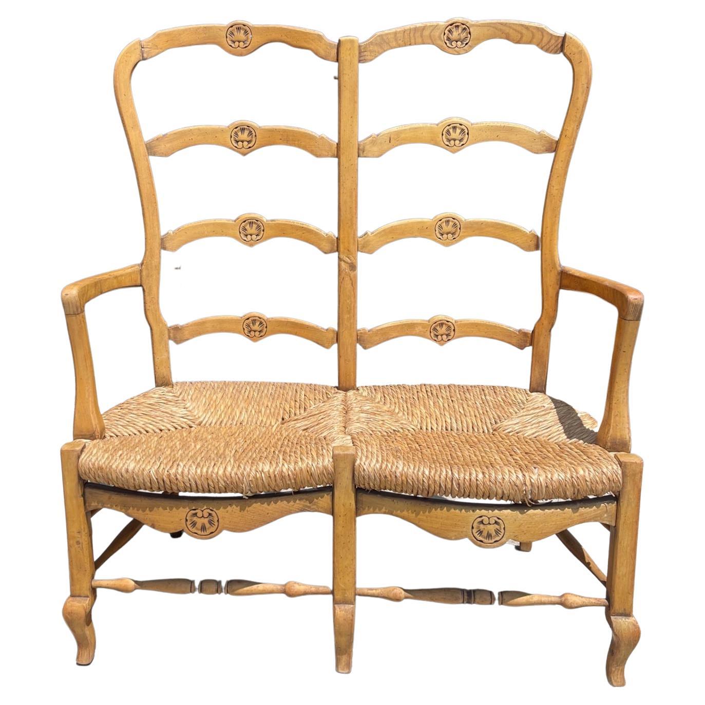 Nashua King Louis Back Distressed Natural Woven Rattan Side Chair