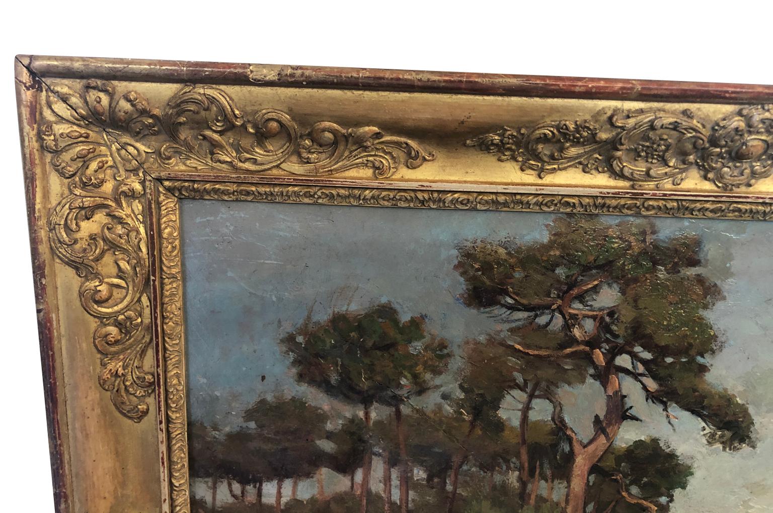 French 19th Century Landscape Oil Painting In Good Condition For Sale In Atlanta, GA