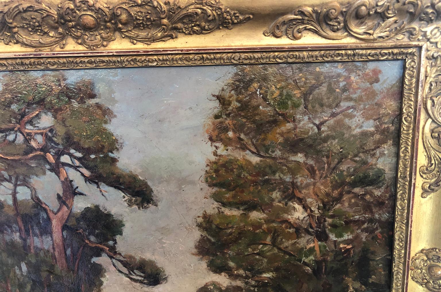 Peinture à l'huile française d'un paysage du XIXe siècle Bon état - En vente à Atlanta, GA