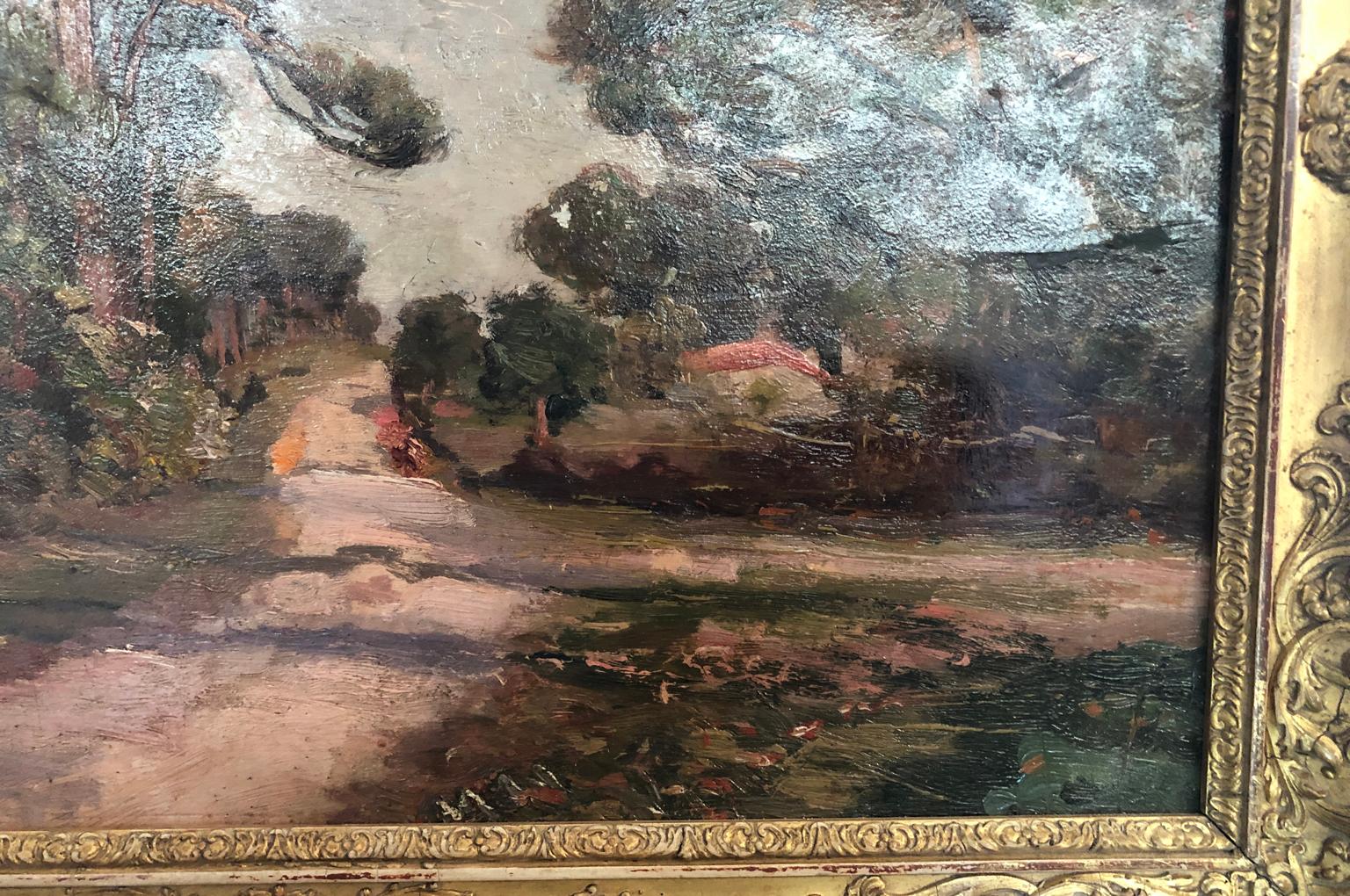 Toile Peinture à l'huile française d'un paysage du XIXe siècle en vente