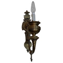 Antique French 19th Century Large Bronze Single Light Sconce