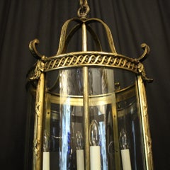 French 19th Century Large Gilded Bronze Four Light Antique Lantern