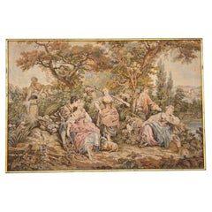 French 19th Century Large Gilt Wood Framed Tapestry