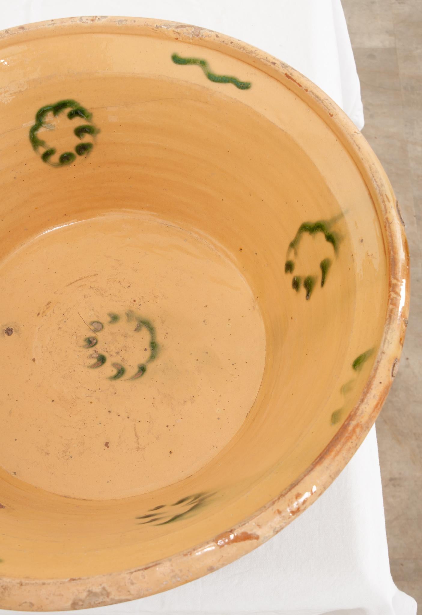 Hand-Crafted French 19th Century Large Glazed Mixing Bowl For Sale