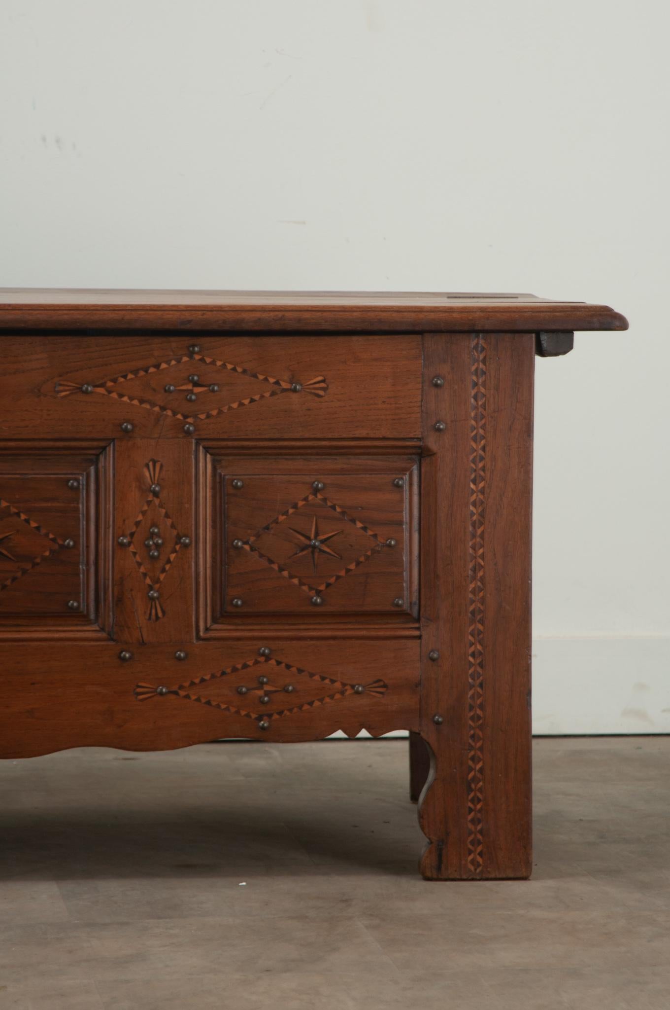 Ebonized French 19th Century Large Inlay Coffer For Sale