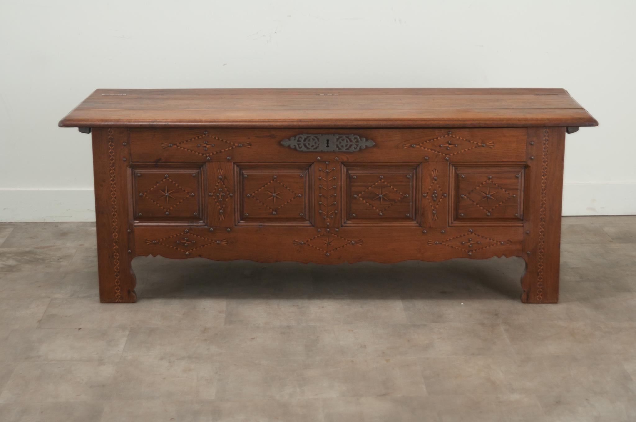 Satinwood French 19th Century Large Inlay Coffer For Sale
