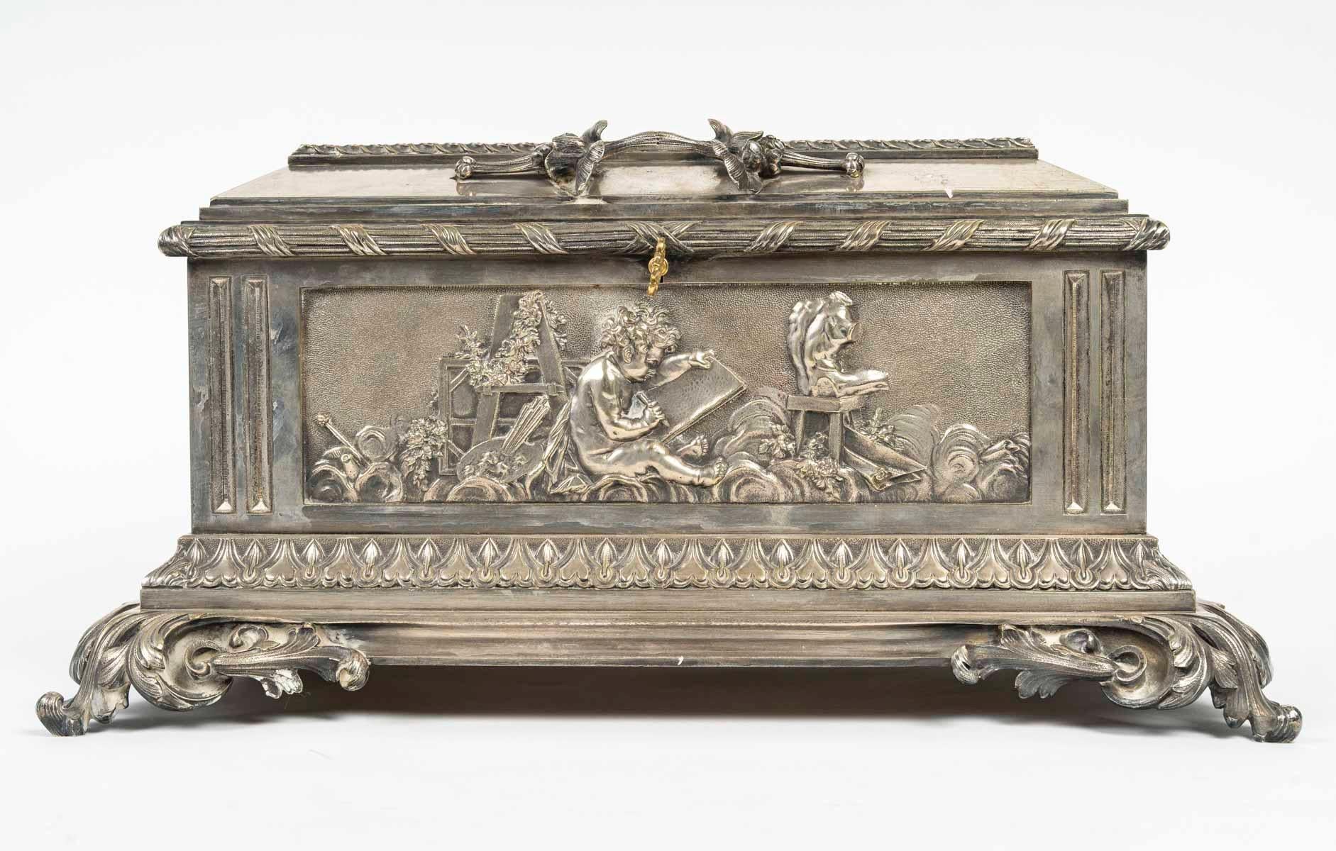 Napoleon III French 19th Century Large Jewelry Casket After Clodion For Sale