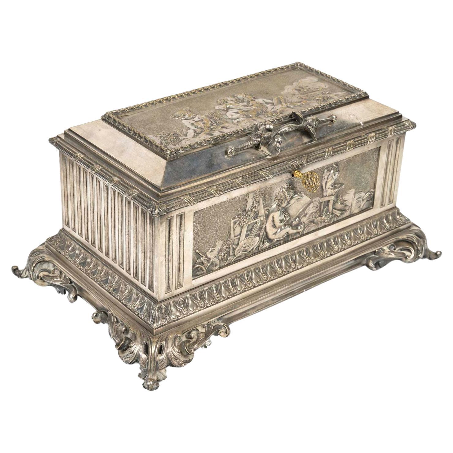 French 19th Century Large Jewelry Casket After Clodion For Sale