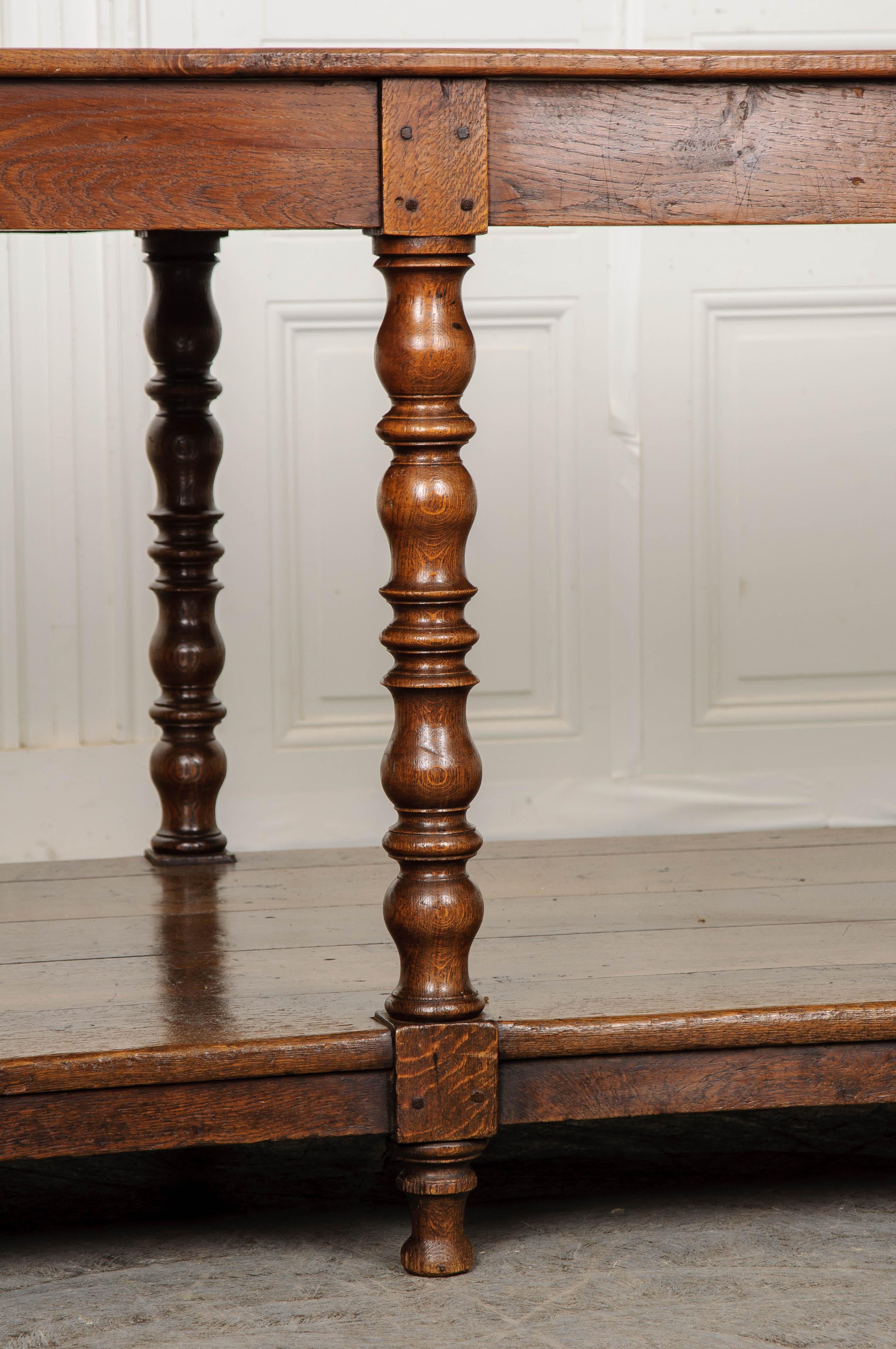 French 19th Century Large Oak Drapery Table 6