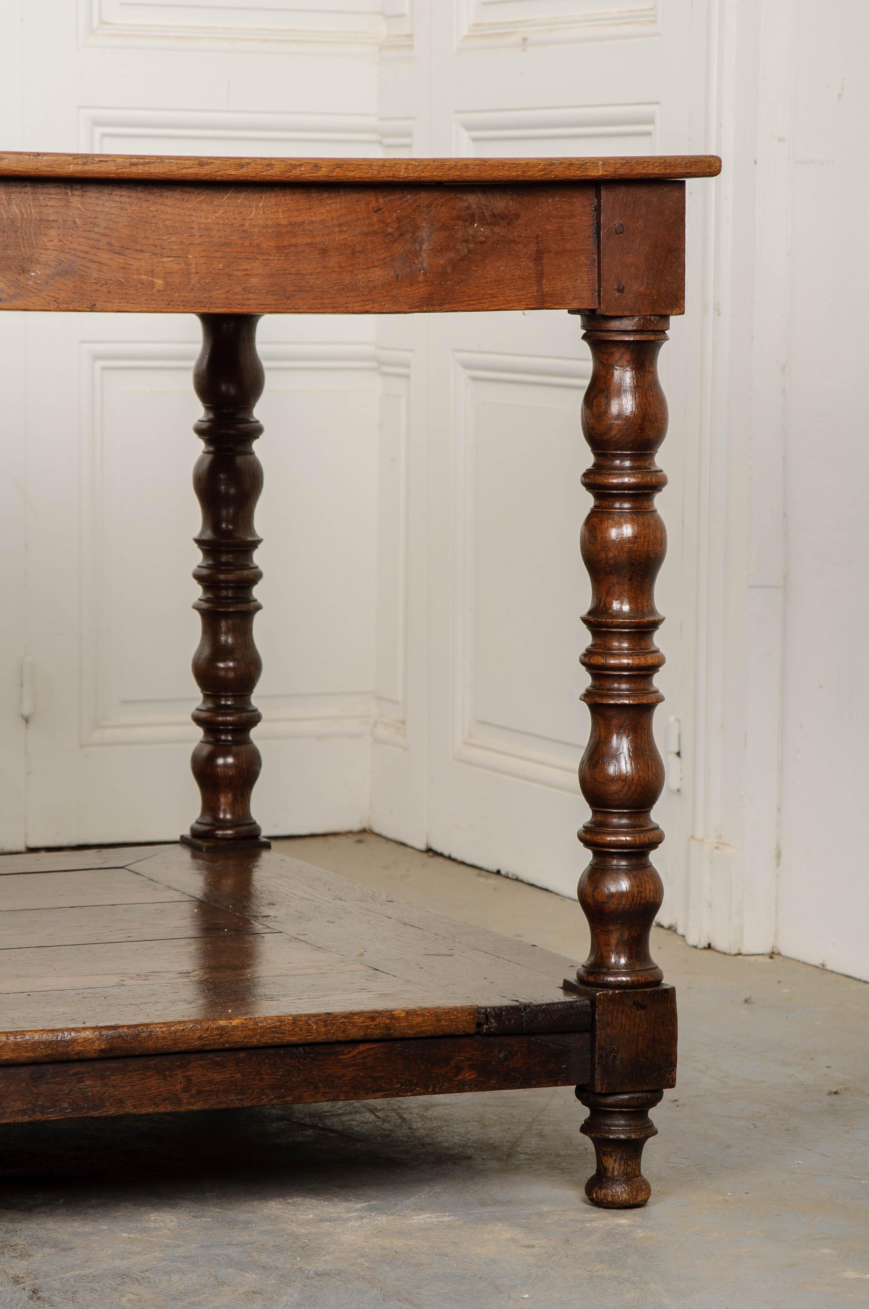 French 19th Century Large Oak Drapery Table 8