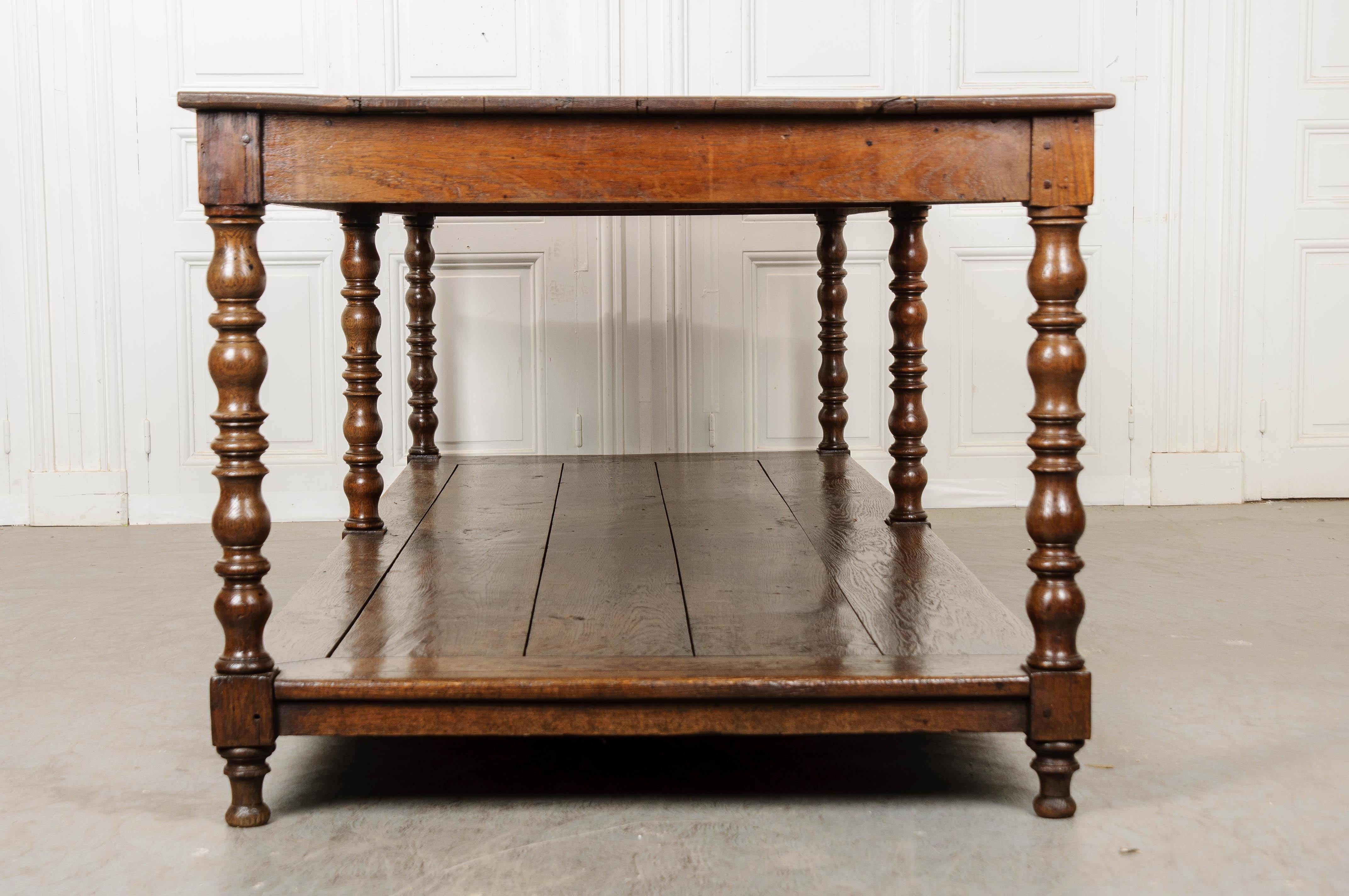French 19th Century Large Oak Drapery Table 1