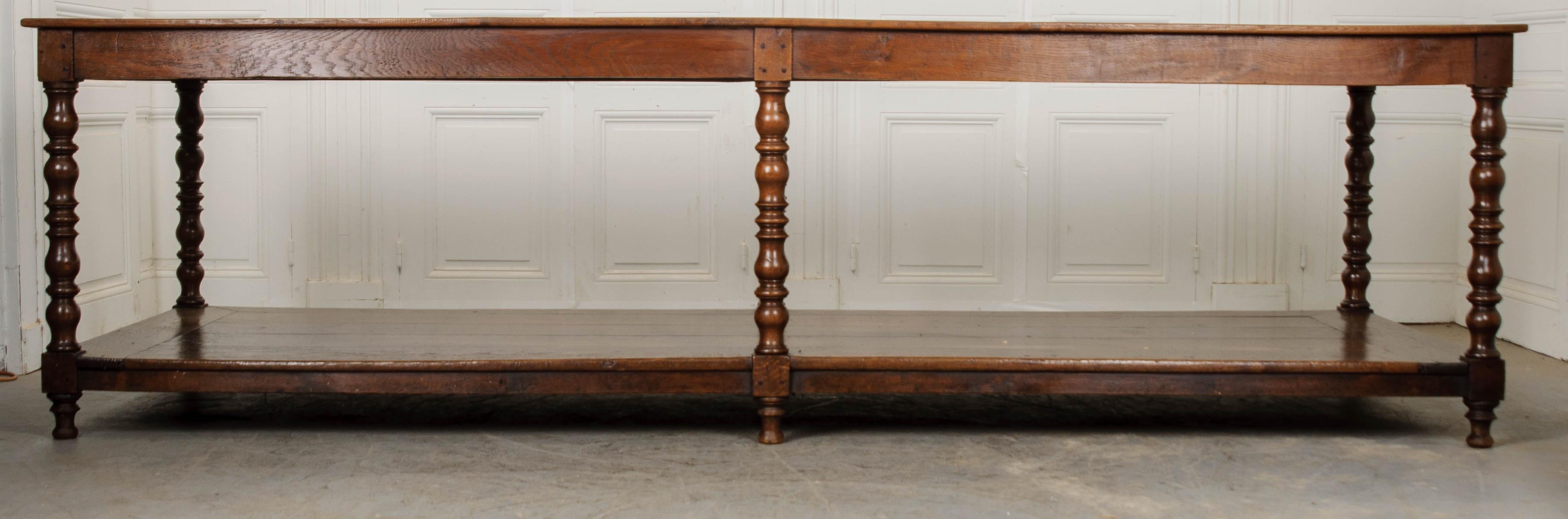 French 19th Century Large Oak Drapery Table 2
