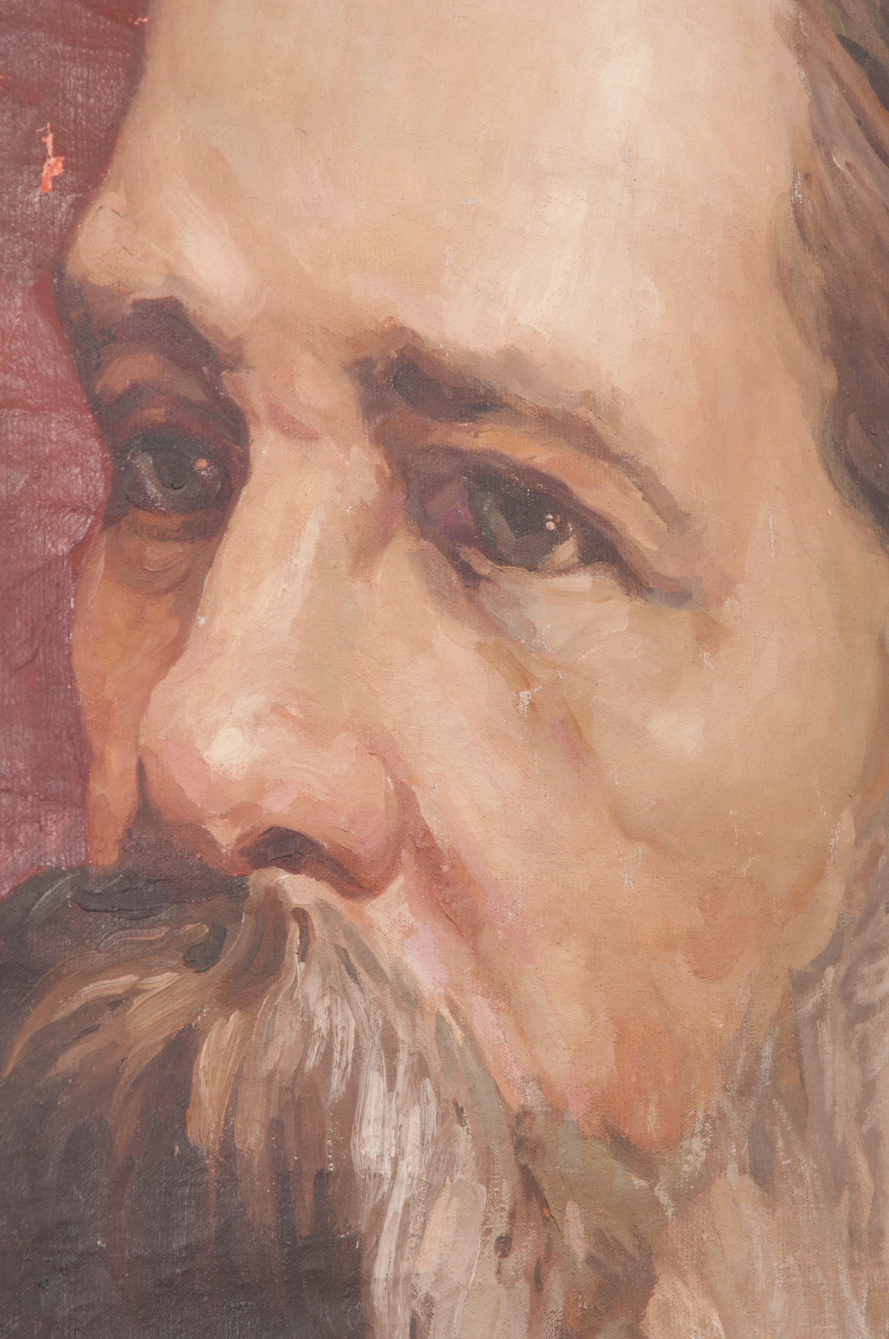 German 19th Century Large Portrait of Friedrich Engels on Canvas For Sale 4