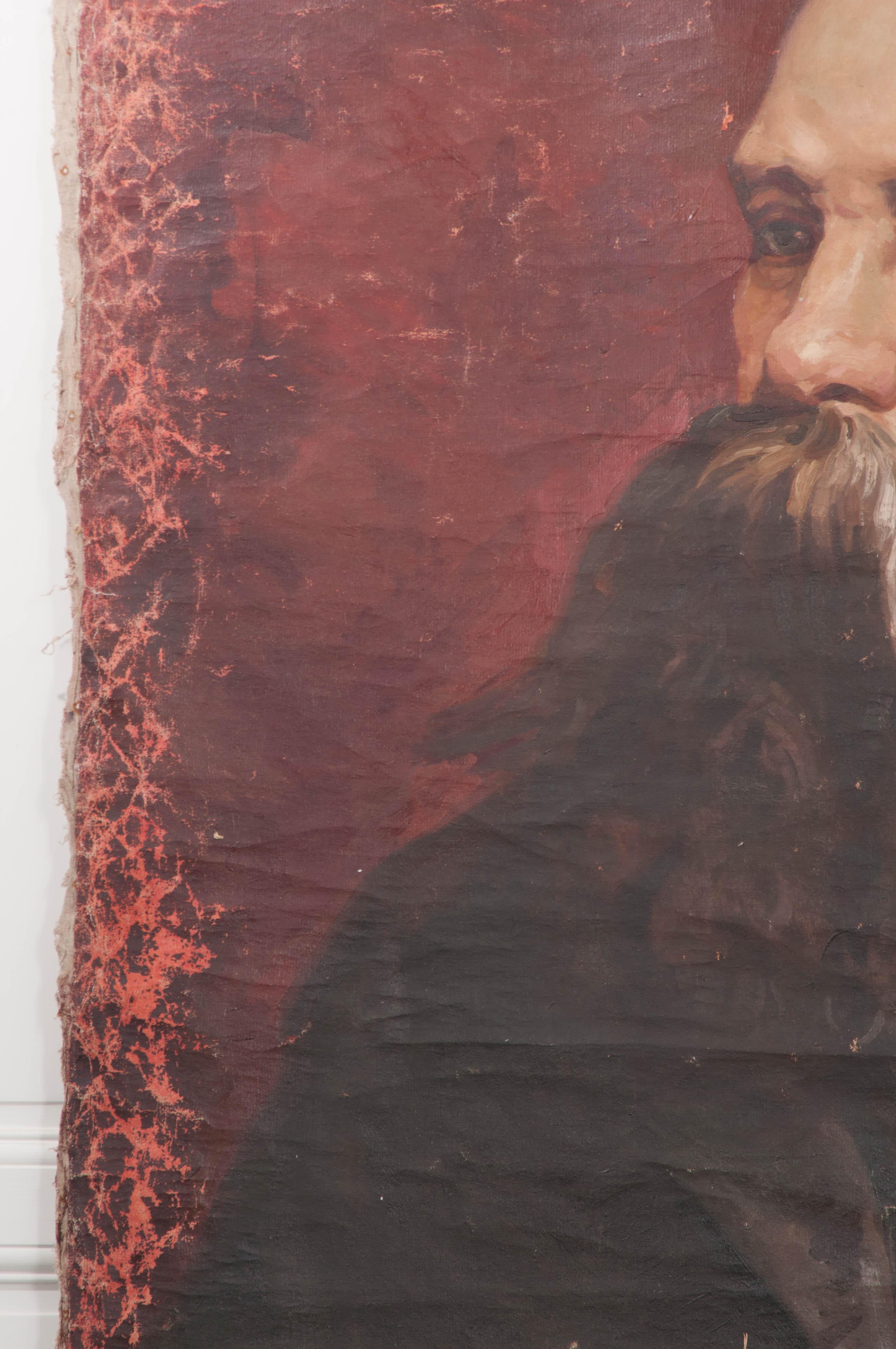 Français Grand portrait allemand du 19ème siècle de Friedrich Engels sur toile en vente