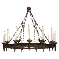 French 19th Century Large Scale Renaissance St. Wrought Iron Chandelier
